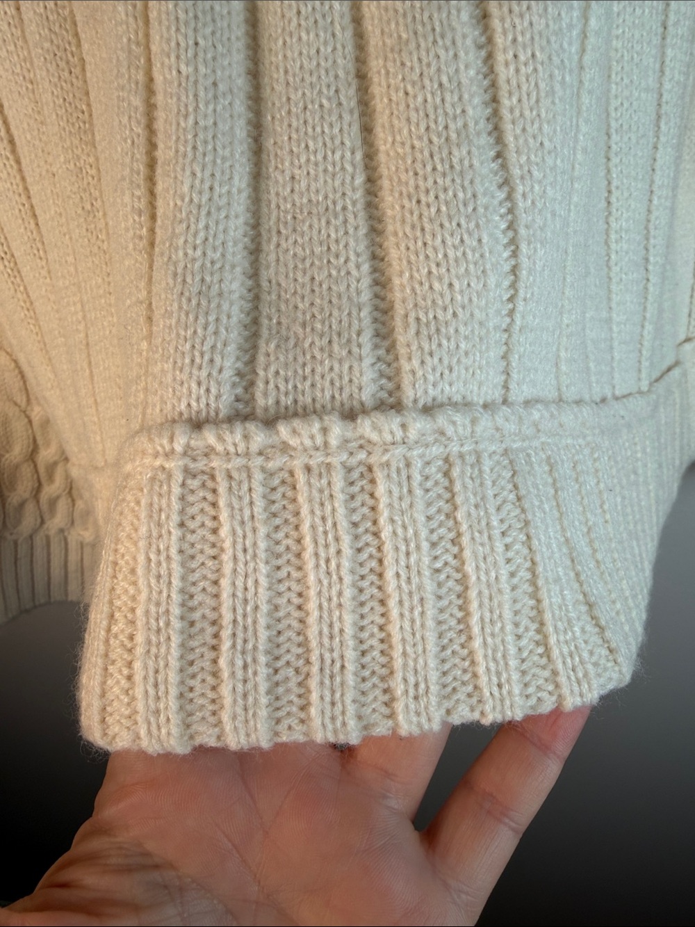 Cream Cable Knit Wide Sleeve Coastal Grandma Cabin Cozy Sweater Size L - Picture 5 of 8